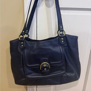 Elegant Purple Leather Coach Tote Bag